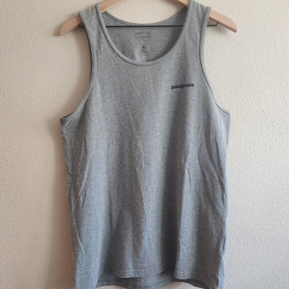 Patagonia Tank Top Shirt Mens Small Gray Organic Cotton Logo Sleeveless Athletic - Picture 1 of 8